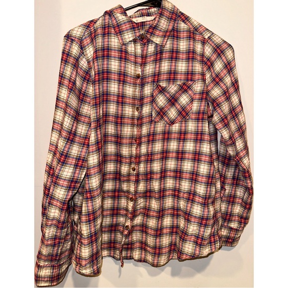 I Love H81 Pink Plaid Flannel Long Sleeved Buttoned Down Shirt - Picture 5 of 16